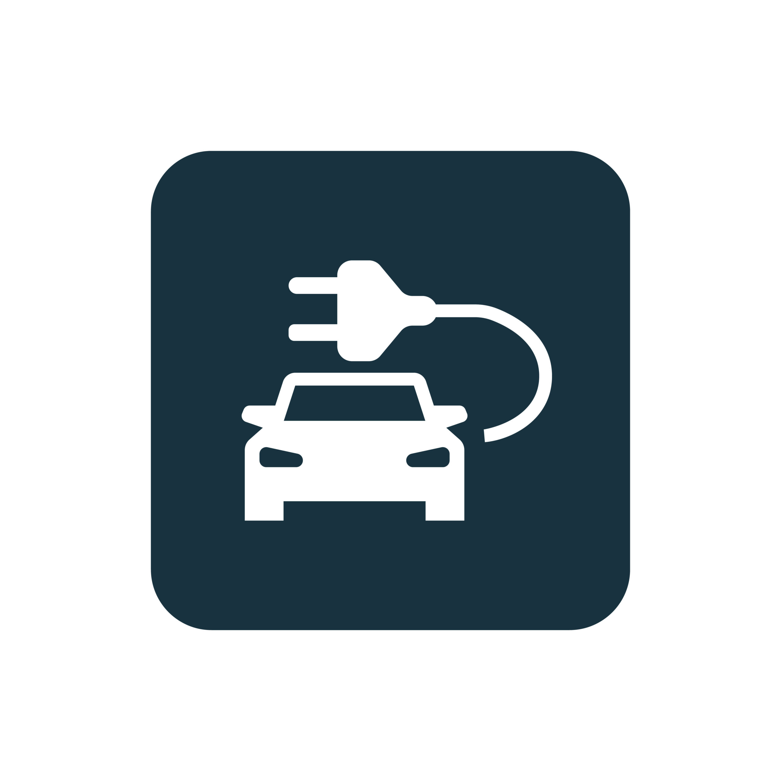 electro car icon Rounded squares button, on white background